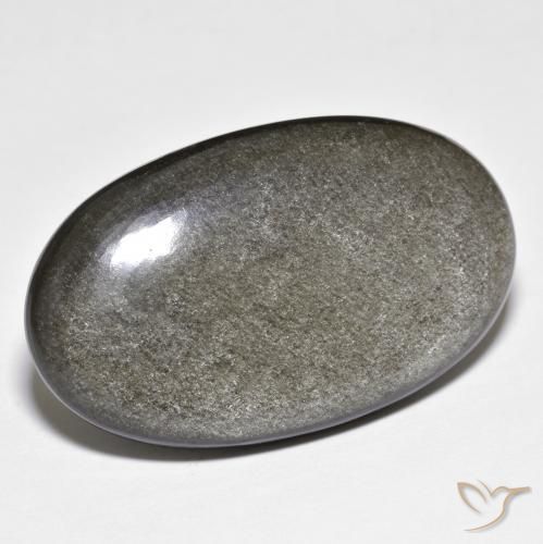31.03ct Натуральный Светло-серый Обсидиан, Овал, Непрозрачный