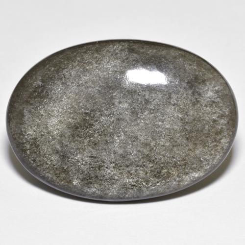 24.89 карата, натуральный Темно-серый Обсидиан, Огранка Овал, Непрозрачный