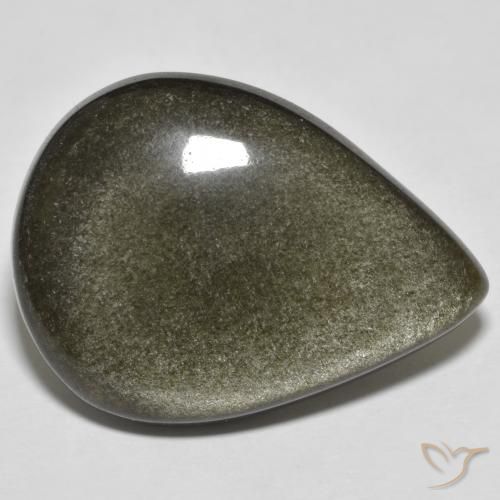 23.49ct Натуральный Черный с золотым блеском Обсидиан, Форма груши, Непрозрачный