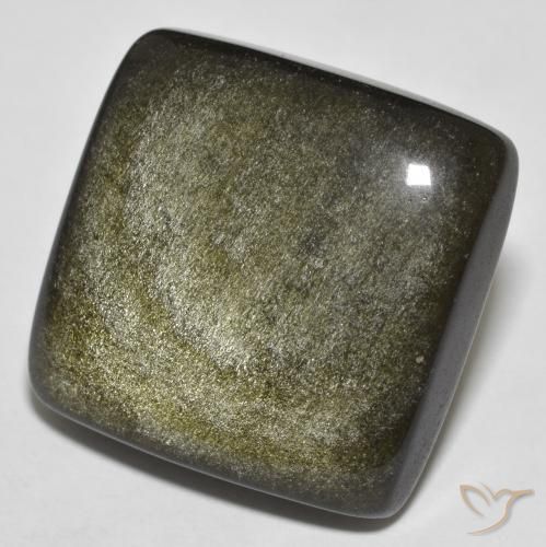 27.68 карата, натуральный Черный с золотым блеском Обсидиан, Подушка Крой, Непрозрачный