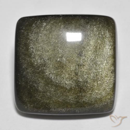 27.68 карата, натуральный Черный с золотым блеском Обсидиан, Подушка Крой, Непрозрачный