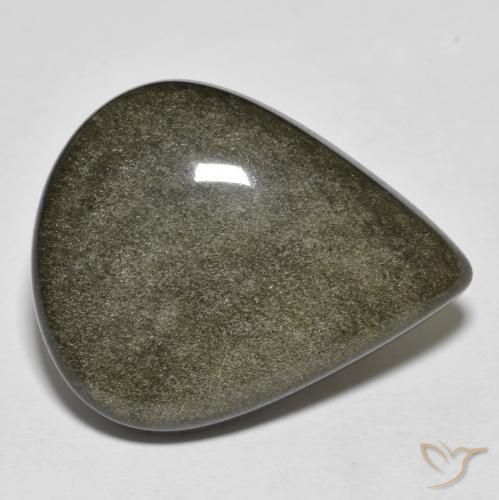 19.50ct Натуральный Черный с золотым блеском Обсидиан, Форма груши, Непрозрачный