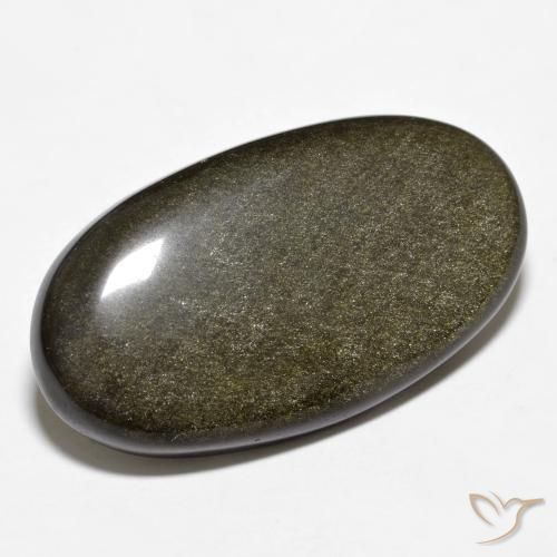 18.78 карата, натуральный Черный с золотым блеском Обсидиан, Огранка Овал, Непрозрачный