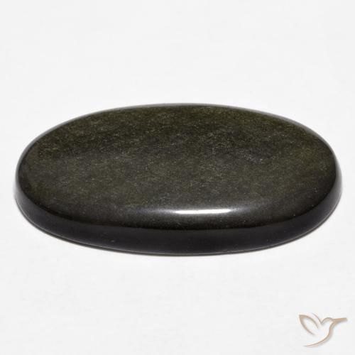 18.78 карата, натуральный Черный с золотым блеском Обсидиан, Огранка Овал, Непрозрачный