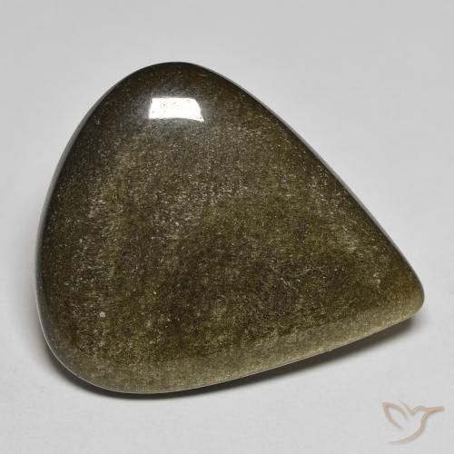 17.61ct Натуральный Черный с золотым блеском Обсидиан, Форма груши, Непрозрачный