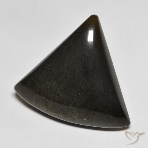 17.64 карата, натуральный Черный с золотым блеском Обсидиан, Триллион, Непрозрачный