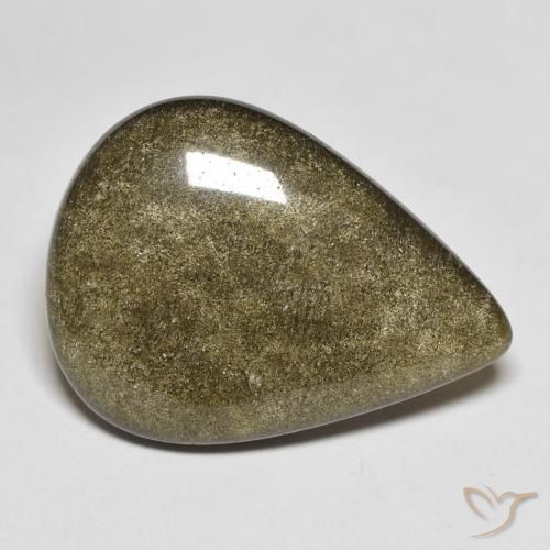 9.59ct Натуральный Черный с золотым блеском Обсидиан, Форма груши, Непрозрачный
