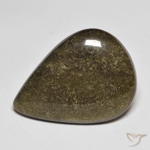 9.59 карата, натуральный Черный с золотым блеском Обсидиан, Форма груши, Непрозрачный