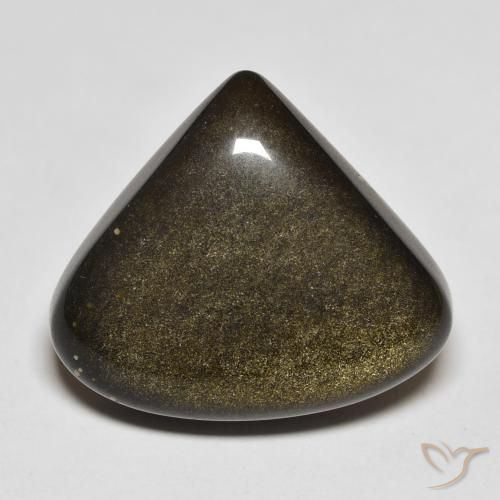 18.52ct Натуральный Черный с золотым блеском Обсидиан, Форма груши, Непрозрачный