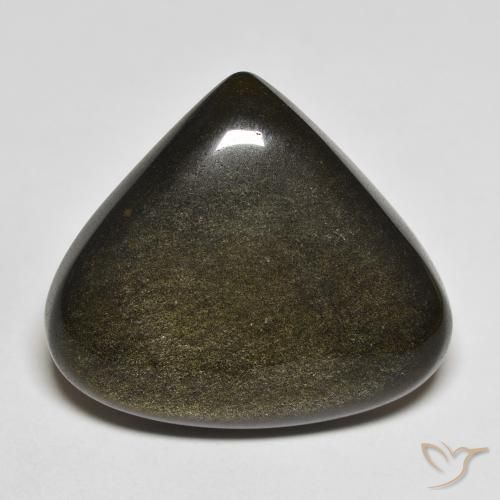 19.38ct Натуральный Черный с золотым блеском Обсидиан, Форма груши, Непрозрачный