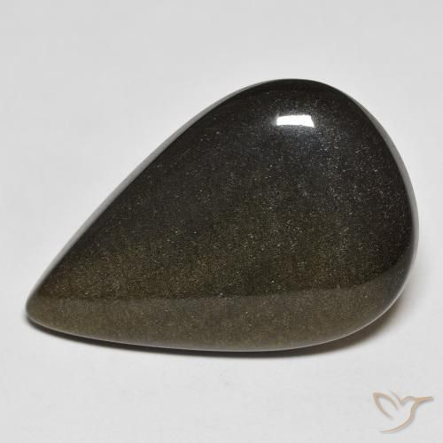 20.38ct Натуральный Черный с золотым блеском Обсидиан, Форма груши, Непрозрачный