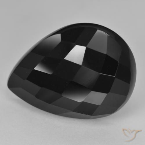19.19ct Натуральный Черный Оникс, Форма груши, Непрозрачный