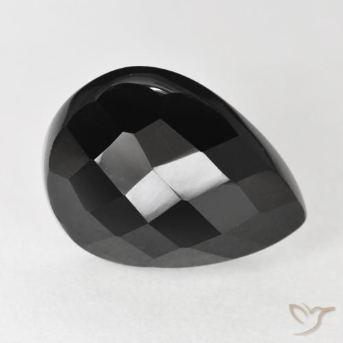 11.00ct Натуральный Черный Оникс, Форма груши, Непрозрачный