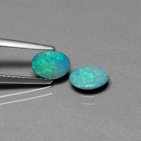  карата, натуральный Многоцветный Опаловый дублет, Огранка Овал, Непрозрачный