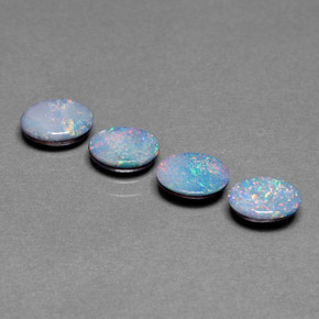  карата, натуральный Многоцветный Опаловый дублет, Огранка Овал, Непрозрачный