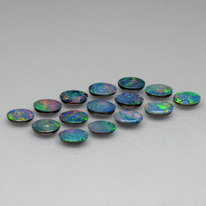  карата, натуральный Многоцветный Опаловый дублет, Огранка Овал, Непрозрачный