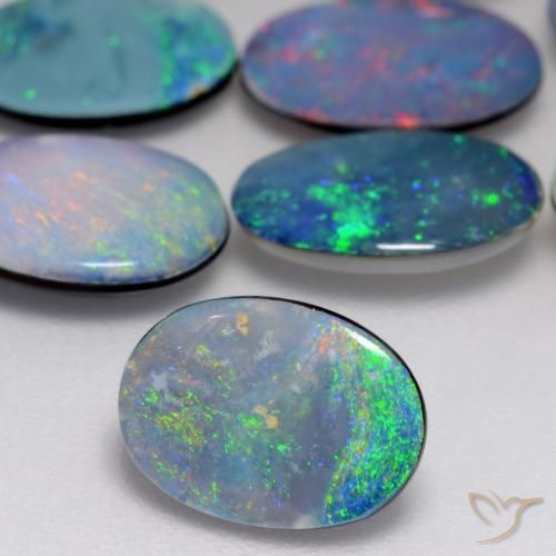 0.88 карата, натуральный Многоцветный Опаловый дублет, Овал, Непрозрачный