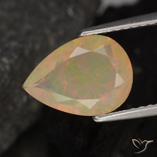 1.28ct Натуральный Многоцветный Опал, Форма груши, Прозрачный