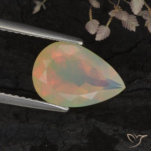 1.73ct Натуральный Многоцветный Опал, Форма груши, Прозрачный