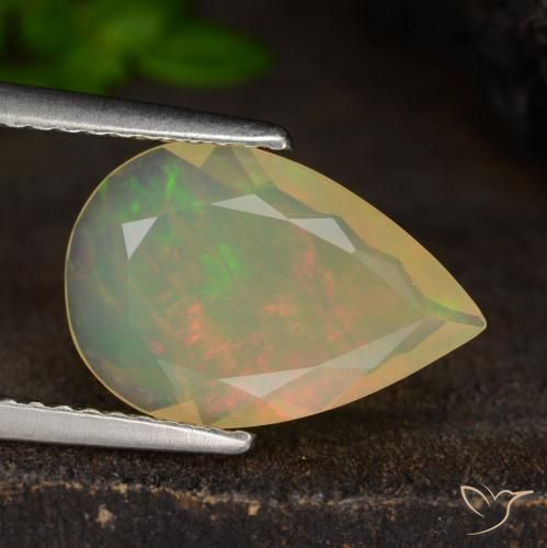 1.43ct Натуральный Многоцветный Опал, Форма груши, Полупрозрачный