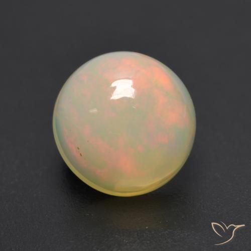 0.95ct Натуральный Многоцветный Опал, Круглый, Полупрозрачный