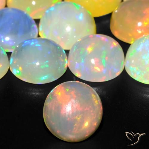 0.86ct Натуральный Многоцветный Опал, Круглый, Прозрачный
