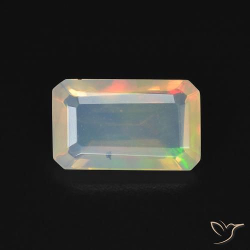 0.99ct Натуральный Многоцветный Опал, Изумрудная огранка, Прозрачный