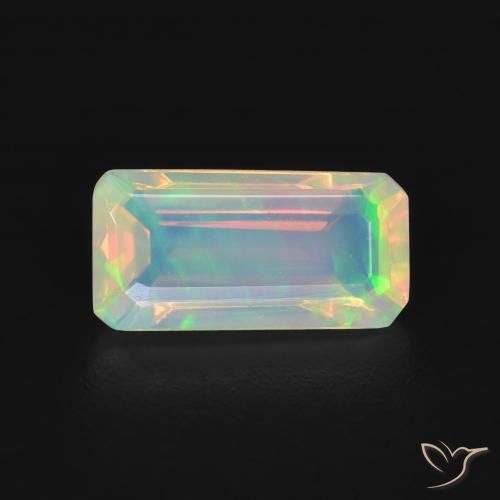 1.27ct Натуральный Многоцветный Опал, Изумрудная огранка, Прозрачный