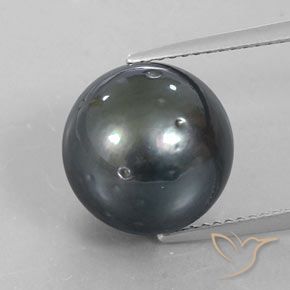 12.39ct Натуральный Темное Серебро Жемчуг, Сфера / Шар, Непрозрачный, Photo A