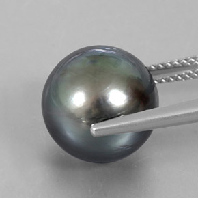 12.55 карата, натуральный Темно-серый Жемчуг, Сфера / Шар, Непрозрачный