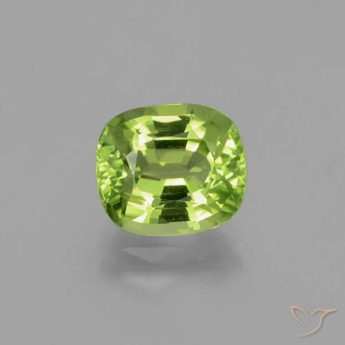 2.38ct Натуральный Ярко-зеленый Перидот, Подушка, Чистота VS