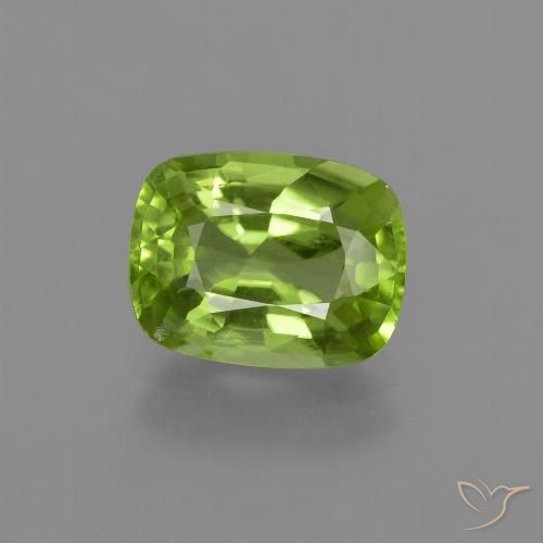 2.11ct Натуральный Ярко-зеленый Перидот, Подушка, Чистота VS