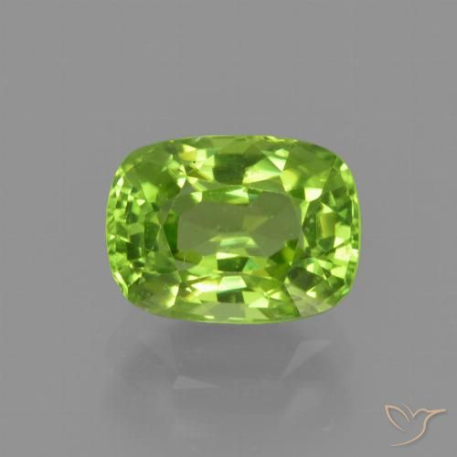 2.06ct Натуральный Ярко-зеленый Перидот, Подушка, Чистота VS