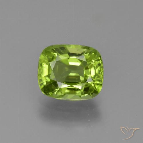 2.09ct Натуральный Ярко-зеленый Перидот, Подушка, Чистота VS