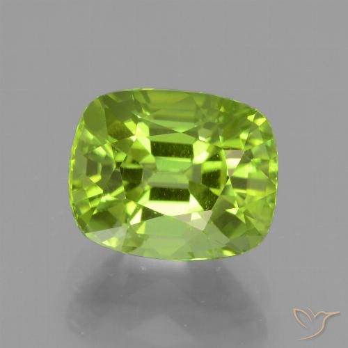 2.38ct Натуральный Желтовато-зеленый Перидот, Подушка, Чистота VS
