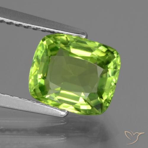 2.28ct Натуральный Ярко-зеленый Перидот, Подушка, Чистота VS