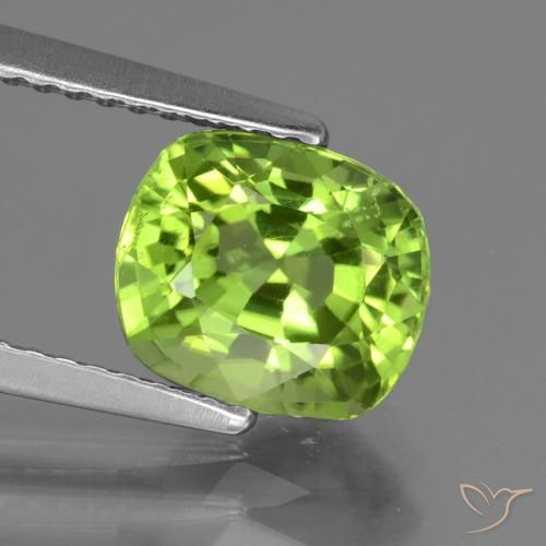2.27ct Натуральный Ярко-зеленый Перидот, Подушка, Чистота VS