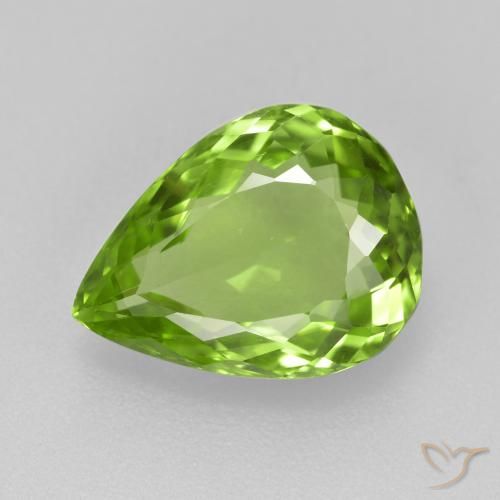 4.11ct Натуральный Средний зеленый Перидот, Форма груши, Чистота VS