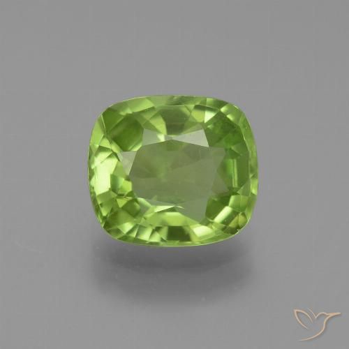 2.48ct Натуральный Ярко-зеленый Перидот, Подушка, Чистота VS