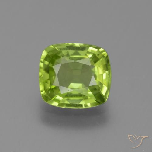 2.22ct Натуральный Ярко-зеленый Перидот, Подушка, Чистота VS