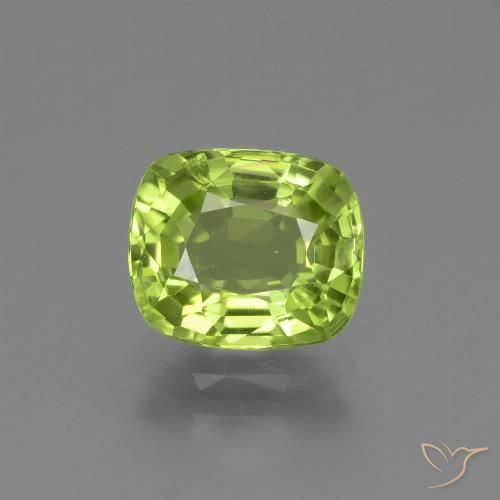 2.02ct Натуральный Светло-живой зеленый Перидот, Подушка, VS-SI