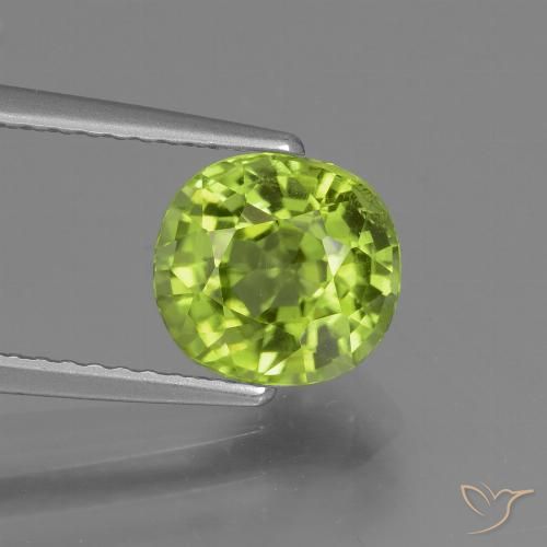 2.00ct Натуральный Светло-живой зеленый Перидот, Овал, VS-SI
