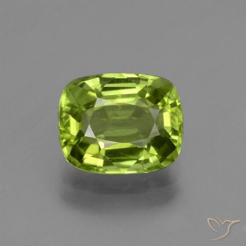 2.50ct Натуральный Ярко-зеленый Перидот, Подушка, Чистота VS