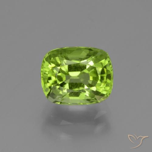 2.19ct Натуральный Ярко-зеленый Перидот, Подушка, Чистота VS