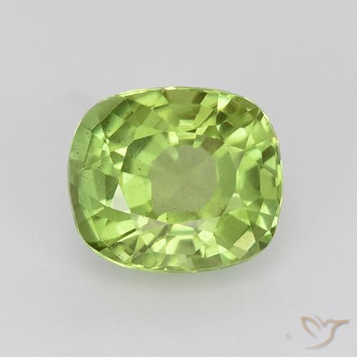 2.24ct Натуральный Светло-живой зеленый Перидот, Подушка, Чистота VS