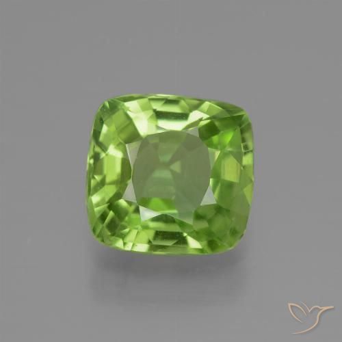 2.12ct Натуральный Ярко-зеленый Перидот, Подушка, Чистота VS