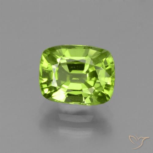 2.21ct Натуральный Ярко-зеленый Перидот, Подушка, Чистота VS