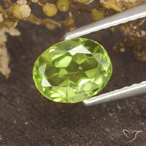 1.18ct Натуральный Живой желтовато-зеленый Перидот, Овал, Чистота VS