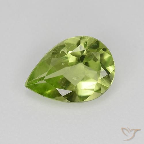 0.60ct Натуральный Средний зеленый Перидот, Форма груши, VVS-VS