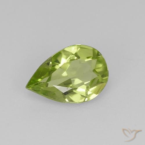 0.44ct Натуральный Светло-живой зеленый Перидот, Форма груши, VVS-VS